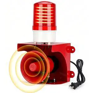 110V Industrial Siren Alarm Strobe Light 120dB IP65 150m Range | 24 LED, Thickened One-Piece Metal, Safety Emergency Warning for Fire Factory Warehouse Garage Intruders Farm Deterrent 110V Industrial Siren Alarm Strobe Light 120dB IP65 150m Range | 24 LED, Thickened One-Piece Metal, Safety Emergency Warning for Fire Factory Warehouse Garage Intruders Farm Deterrent