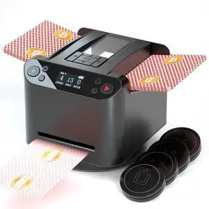 Automatic Card Shuffler and Dealer, 2 in 1 360° Rotating Card Shuffling+Dealing Machine, Programmable Playing Card Dispenser, Rechargeable Playing Cards Distribution Machine(+4 Dealer Buttons) Automatic Card Shuffler and Dealer, 2 in 1 360° Rotating Card Shuffling+Dealing Machine, Programmable Playing Card Dispenser, Rechargeable Playing Cards Distribution Machine(+4 Dealer Buttons)