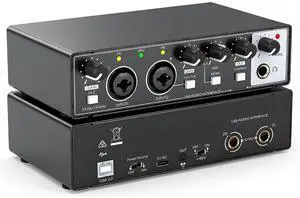 USB Audio Interface for PC Recording, 24-bit/192kHz Computer Audio Interface for Recording Music, 48V Phantom Power Music Recording Studio Equipment, for Home Studio Guitar Podcast Streaming USB Audio Interface for PC Recording, 24-bit/192kHz Computer Audio Interface for Recording Music, 48V Phantom Power Music Recording Studio Equipment, for Home Studio Guitar Podcast Streaming