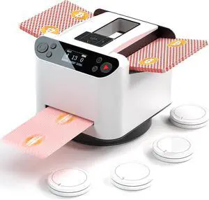 Automatic Card Shuffler and Dealer, 360° Rotating Card Shuffler, 2-Deck Card Dealer Machine with 4 Buttons, 1-8 Players for UNO Texas Hold'em Blackjack Poker, Phase 10, Skip-Bo, Rummy Automatic Card Shuffler and Dealer, 360° Rotating Card Shuffler, 2-Deck Card Dealer Machine with 4 Buttons, 1-8 Players for UNO Texas Hold'em Blackjack Poker, Phase 10, Skip-Bo, Rummy