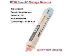First picture~ HT90 AC Voltage Detector pen Tester Macaron Edition Dual Sensitivity Sound LED Alarm Breakpoint LIVE Null Wire Check(Gold HT90 Blue ) First picture~ HT90 AC Voltage Detector pen Tester Macaron Edition Dual Sensitivity Sound LED Alarm Breakpoint LIVE Null Wire Check(Gold HT90 Blue )