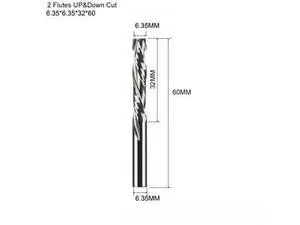 1 pieces 6.35x32x60MM Two Flutes UP And DOWN Cut Spiral Carbide Mill Cutters for Compression Wood PVC End Mill Cutter Bits 1 pieces 6.35x32x60MM Two Flutes UP And DOWN Cut Spiral Carbide Mill Cutters for Compression Wood PVC End Mill Cutter Bits