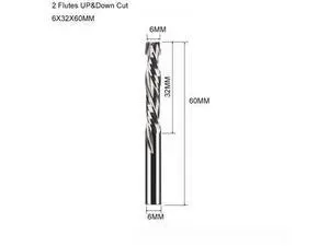 1 pieces 6X32X60MM Two Flutes UP And DOWN Cut Spiral Carbide Mill Cutters for Compression Wood PVC End Mill Cutter Bits 1 pieces 6X32X60MM Two Flutes UP And DOWN Cut Spiral Carbide Mill Cutters for Compression Wood PVC End Mill Cutter Bits