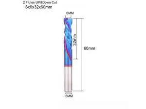1 pieces 6X32X60MM BlueNano Two Flutes UP And DOWN Cut Spiral Carbide Mill Cutters for Compression Wood PVC End Mill Cutter Bits 1 pieces 6X32X60MM BlueNano Two Flutes UP And DOWN Cut Spiral Carbide Mill Cutters for Compression Wood PVC End Mill Cutter Bits