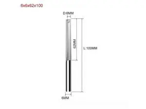Two Flutes Straight Slot End Milling Cutter For Wood CNC Engraving Cutters Carbide Endmills Tool 1PCS 6X6X62X100 Two Flutes Straight Slot End Milling Cutter For Wood CNC Engraving Cutters Carbide Endmills Tool 1PCS 6X6X62X100