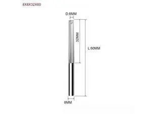 1piece Two Flutes Straight Slot End Milling Cutter For Wood CNC Engraving Cutters Carbide Endmills Tool 8X8X32X60 1piece Two Flutes Straight Slot End Milling Cutter For Wood CNC Engraving Cutters Carbide Endmills Tool 8X8X32X60
