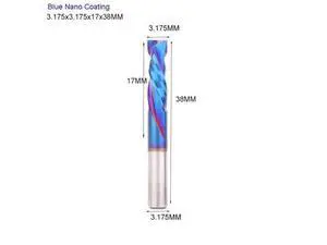 5 pieces 3.175X17X38 Blue Nano Two Flutes UP And DOWN Cut Spiral Carbide Mill Cutters for Compression Wood PVC End Mill Cutter Bits 5 pieces 3.175X17X38 Blue Nano Two Flutes UP And DOWN Cut Spiral Carbide Mill Cutters for Compression Wood PVC End Mill Cutter Bits