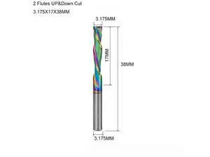 5 pieces 3.175X17X38 DLC CoatTwo Flutes UP And DOWN Cut Spiral Carbide Mill Cutters for Compression Wood PVC End Mill Cutter Bits 5 pieces 3.175X17X38 DLC CoatTwo Flutes UP And DOWN Cut Spiral Carbide Mill Cutters for Compression Wood PVC End Mill Cutter Bits