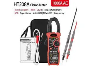 First picture~professional Clamp Meter Multimeter 1000V 1000A AC DC True RMS pinza Amperimetrica Capacitance Ohm Hz VFD Digital Clamp Tester(Brown HT208A 1000 AC ) First picture~professional Clamp Meter Multimeter 1000V 1000A AC DC True RMS pinza Amperimetrica Capacitance Ohm Hz VFD Digital Clamp Tester(Brown HT208A 1000 AC )