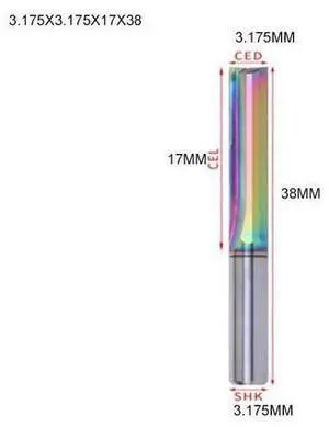 5pieces 3.175x3.175x17x38mm Two Flutes Straight Slot Colorful Coated End Milling Cutter For Wood CNC Engraving Carbide Endmills 5pieces 3.175x3.175x17x38mm Two Flutes Straight Slot Colorful Coated End Milling Cutter For Wood CNC Engraving Carbide Endmills