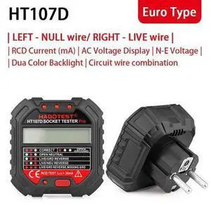 First picture~ Socket Tester pro Voltage Test RCD 30mA Socket Detector UK EU plug Ground Zero Line plug polarity phase Check(Green HT107D Euro Socket ) First picture~ Socket Tester pro Voltage Test RCD 30mA Socket Detector UK EU plug Ground Zero Line plug polarity phase Check(Green HT107D Euro Socket )