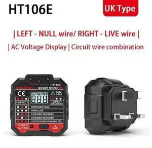 First picture~Socket Tester Voltage Indicator HT106 professional Digital Electric Outlet Detector EU UK plugs Circuit Check 30mA RCD(Yellow HT106E UK Socket ) First picture~Socket Tester Voltage Indicator HT106 professional Digital Electric Outlet Detector EU UK plugs Circuit Check 30mA RCD(Yellow HT106E UK Socket )