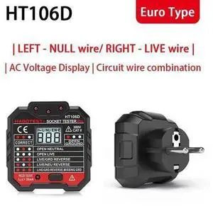 First picture~Socket Tester Voltage Indicator HT106 professional Digital Electric Outlet Detector EU UK plugs Circuit Check 30mA RCD(Green HT106D Euro Socket ) First picture~Socket Tester Voltage Indicator HT106 professional Digital Electric Outlet Detector EU UK plugs Circuit Check 30mA RCD(Green HT106D Euro Socket )