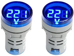 80-500V AC Digital Voltmeter 110V 220V 380V Red Green Yellow Blue White LCD Digital Display Small Round Head (Pack of 2) (Blue) 80-500V AC Digital Voltmeter 110V 220V 380V Red Green Yellow Blue White LCD Digital Display Small Round Head (Pack of 2) (Blue)