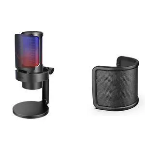 Computer Microphone with RGB Control, Mute Touch, Headphone Jack, Pop Filter, Stand for Gaming Streaming (A8+U1) Computer Microphone with RGB Control, Mute Touch, Headphone Jack, Pop Filter, Stand for Gaming Streaming (A8+U1)