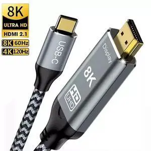 MIZIQIER USB C to HDMI 2.1 Cable 8K Type-C to HDMI Braided Cord Nylon Braid Aluminum Shell 8k 1m-3.3FT MIZIQIER USB C to HDMI 2.1 Cable 8K Type-C to HDMI Braided Cord Nylon Braid Aluminum Shell 8k 1m-3.3FT
