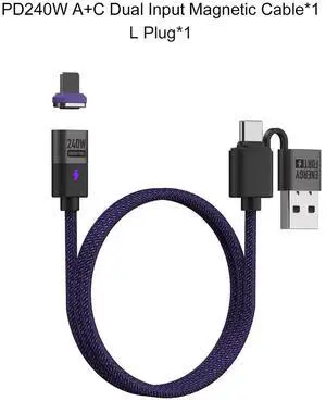 240W Magnetic Charging Cable PD3.1 5A Fast Charging USB C Multiple length options 1.2m 2 in 1 L Plug 240W Magnetic Charging Cable PD3.1 5A Fast Charging USB C Multiple length options 1.2m 2 in 1 L Plug