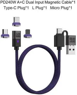 240W Magnetic Charging Cable PD3.1 5A Fast Charging USB C Multiple length options 1.2m 2in1 Cable 3 Plug 240W Magnetic Charging Cable PD3.1 5A Fast Charging USB C Multiple length options 1.2m 2in1 Cable 3 Plug