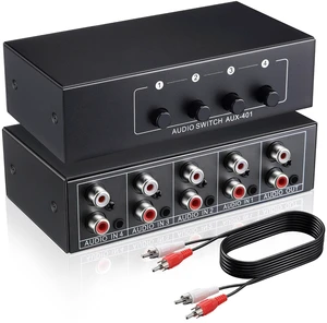 3.5mm Aux + RCA L/R Audio Switch Box, RCA Switch with 5 FT Cable, 4 in 1 Out Bidirectional Stereo Audio Switcher Selector, Passive A/B Analog Selector for DVD Player CD Player, No Power Need 3.5mm Aux + RCA L/R Audio Switch Box, RCA Switch with 5 FT Cable, 4 in 1 Out Bidirectional Stereo Audio Switcher Selector, Passive A/B Analog Selector for DVD Player CD Player, No Power Need