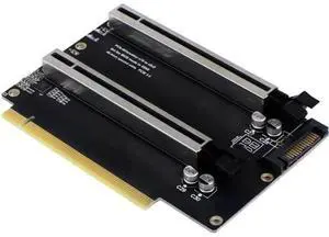 PCI-E 4.0 x16 1 to 2 Expansion Card Gen4 Split Card PCIe-Bifurcation x16 to x8x8 with 20mm Spaced Slots CPU4P Power Supply Port (with 4Pin Cable Higher) PCI-E 4.0 x16 1 to 2 Expansion Card Gen4 Split Card PCIe-Bifurcation x16 to x8x8 with 20mm Spaced Slots CPU4P Power Supply Port (with 4Pin Cable Higher)