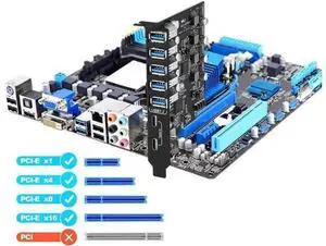 7 Ports PCI-E to USB 3.2 HUB(2X USB C - 5X USB A 3.2) PCI Express Expansion Card Adapter 10Gbps for Motherboard 7 Ports PCI-E to USB 3.2 HUB(2X USB C - 5X USB A 3.2) PCI Express Expansion Card Adapter 10Gbps for Motherboard