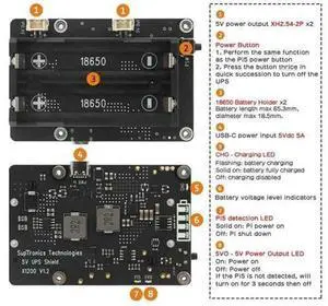Vszerda X1200 for Raspberry Pi 5 UPS Board Power Management Expansion Board for -Li-(NOT Includ ) Vszerda X1200 for Raspberry Pi 5 UPS Board Power Management Expansion Board for -Li-(NOT Includ )