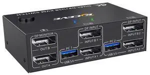 KVM Switch 2 Monitors 2 Computers 4K@144Hz, Displayport KVM Switch Dual Monitor for 2 Computer Share 2 Monitor and 4 USB 3.0 Devices, with Wired Remote KVM Switch 2 Monitors 2 Computers 4K@144Hz, Displayport KVM Switch Dual Monitor for 2 Computer Share 2 Monitor and 4 USB 3.0 Devices, with Wired Remote