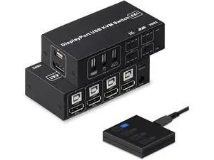 4 Port DisplayPort KVM Switch 3D UHD 4K@60Hz 4 in 1 Out USB and DP KVM Switcher for 4 PCs Share Keyboard Mouse Monitor and USB 2.0 Devices, with 4 USB Cables 4 Port DisplayPort KVM Switch 3D UHD 4K@60Hz 4 in 1 Out USB and DP KVM Switcher for 4 PCs Share Keyboard Mouse Monitor and USB 2.0 Devices, with 4 USB Cables