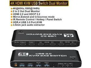 Vszerda 4K 60Hz KVM Switch HDMI 2 Port 2 Monitor HDMI KVM Switch USB 3.0 PC Computer KVM Switch Keyboard Mouse Switcher Box for Laptop,PS4,Xbox Vszerda 4K 60Hz KVM Switch HDMI 2 Port 2 Monitor HDMI KVM Switch USB 3.0 PC Computer KVM Switch Keyboard Mouse Switcher Box for Laptop,PS4,Xbox
