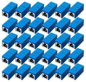 Vszerda 30 PCS RJ45 Coupler, Ethernet Extender Connector in Line Coupler for Cat8/Cat7/Cat6/Cat5e/Cat5 Ethernet Cable Extender Adapter Female to Female (Blue) Vszerda 30 PCS RJ45 Coupler, Ethernet Extender Connector in Line Coupler for Cat8/Cat7/Cat6/Cat5e/Cat5 Ethernet Cable Extender Adapter Female to Female (Blue)