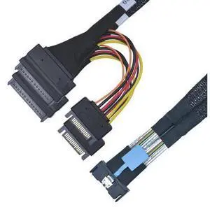 Vszerda PCIe 5.0 MCIO x8 to 2 x SFF-8639 Cable for U.2 NVMe SSD with 15Pin Power, 2.1ft(65 cm) Vszerda PCIe 5.0 MCIO x8 to 2 x SFF-8639 Cable for U.2 NVMe SSD with 15Pin Power, 2.1ft(65 cm)
