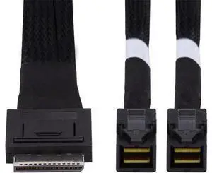 OCuLink PCIe PCI-Express SFF-8611 8x 8-Lane to Dual SFF-8643 HD 4x SSD Data Active Cable 100 cm OCuLink PCIe PCI-Express SFF-8611 8x 8-Lane to Dual SFF-8643 HD 4x SSD Data Active Cable 100 cm