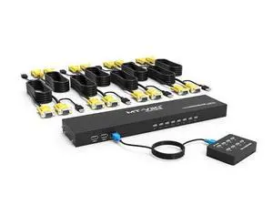 MT-VIKI KVM Switch 8 Port, 8X1 Rackmount KVM Switch VGA, Included 8 2-in-1 KVM Cables & Wire-Desktop Selector & Power Adapter, Fit 1U 19'' Rack MT-VIKI KVM Switch 8 Port, 8X1 Rackmount KVM Switch VGA, Included 8 2-in-1 KVM Cables & Wire-Desktop Selector & Power Adapter, Fit 1U 19'' Rack