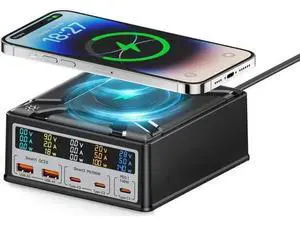 260W USB Charging Station with Wireless Charging, 5-Port Desktop Charger, USB C Charging Station for MacBook Pro/Air, iPad Pro/Air, iPhone 15 Pro Max/14, Galaxy S24 Ultra 260W USB Charging Station with Wireless Charging, 5-Port Desktop Charger, USB C Charging Station for MacBook Pro/Air, iPad Pro/Air, iPhone 15 Pro Max/14, Galaxy S24 Ultra