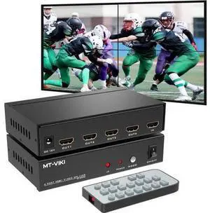 MT-VIKI 4K Video Wall Controller 2x2, Support 4K 30Hz HDMI Output and Input for 4 TV Splicing Display, 8 Display Modes -1x2, 1x3, 1x4, 2x2, 4x1, 3x1, 2x1 MT-VIKI 4K Video Wall Controller 2x2, Support 4K 30Hz HDMI Output and Input for 4 TV Splicing Display, 8 Display Modes -1x2, 1x3, 1x4, 2x2, 4x1, 3x1, 2x1