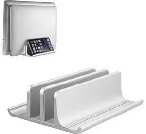 Aluminum Laptop Stand Double-Slot Adjustable Vertical Laptop Stand Newly Designed 2 Slot Desktop Holder for All MacBook/Chromebook/Surface//iPad Up to 17.3 Inches Silver Aluminum Laptop Stand Double-Slot Adjustable Vertical Laptop Stand Newly Designed 2 Slot Desktop Holder for All MacBook/Chromebook/Surface//iPad Up to 17.3 Inches Silver