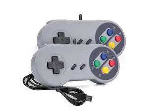 Game Controller, Retro USB Controller for PC Gaming, Super Classic Wired Game Emulator Controller for PC, Raspberry Pi, Windows,Mac,Liunx, Android (Grey, 2 Pack) Game Controller, Retro USB Controller for PC Gaming, Super Classic Wired Game Emulator Controller for PC, Raspberry Pi, Windows,Mac,Liunx, Android (Grey, 2 Pack)