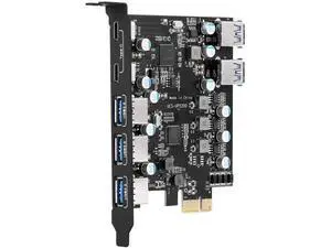7-Port PCI-E to Type C (2), Type A (5) USB 3.0 Expansion Card with 2 Rear USB 3.0 Ports PCI Express Card Desktop for Windows Mac Pro 7-Port PCI-E to Type C (2), Type A (5) USB 3.0 Expansion Card with 2 Rear USB 3.0 Ports PCI Express Card Desktop for Windows Mac Pro