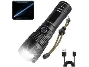 Ecocleanpath 250,000 Lumens Super Bright Tactical Flashlight, Rechargeable Zoomable LED Light for Camping & Emergencies Ecocleanpath 250,000 Lumens Super Bright Tactical Flashlight, Rechargeable Zoomable LED Light for Camping & Emergencies
