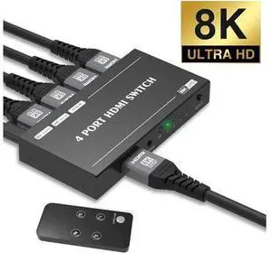 JAENFONG HDMI 2.1 Ultra HD 8K High Speed 48Gbps Switcher Only 4in 1out 8K@60Hz 4K@120Hz Converter with Remote Control Compatible with Xbox PS5 Projectors Monitors JAENFONG HDMI 2.1 Ultra HD 8K High Speed 48Gbps Switcher Only 4in 1out 8K@60Hz 4K@120Hz Converter with Remote Control Compatible with Xbox PS5 Projectors Monitors
