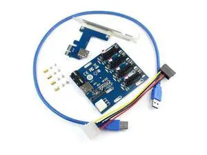 JAENFONG PCIe 1 to 4 PCI Express 1X Slots Riser Card Mini ITX to External 4 PCI-e Slot Adapter PCIe Port Multiplier Card JAENFONG PCIe 1 to 4 PCI Express 1X Slots Riser Card Mini ITX to External 4 PCI-e Slot Adapter PCIe Port Multiplier Card