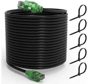 Cat6 Outdoor Ethernet Cable 200FT, 24AWG CCA Patch Cord, UTP, Waterproof, Heavy Duty, Direct Burial, In-Ground, LLDPE UV Resistant, POE, Network, Internet, Cat 6 Cable with 25 Cable Ties - 200 Feet Cat6 Outdoor Ethernet Cable 200FT, 24AWG CCA Patch Cord, UTP, Waterproof, Heavy Duty, Direct Burial, In-Ground, LLDPE UV Resistant, POE, Network, Internet, Cat 6 Cable with 25 Cable Ties - 200 Feet