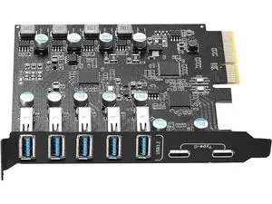 JAENFONG 7 Ports Superspeed 5Gbps USB 3.2 PCI Express Expansion Card for Windows 11, 10, 8.x, 7, Vista, XP Desktop PCs, Built in Self-Powered Technology, (2X USB C - 5X USB A) JAENFONG 7 Ports Superspeed 5Gbps USB 3.2 PCI Express Expansion Card for Windows 11, 10, 8.x, 7, Vista, XP Desktop PCs, Built in Self-Powered Technology, (2X USB C - 5X USB A)