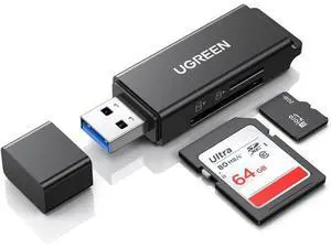 UGREEN SD Card Reader - Portable USB 3.0 Dual Slot Flash Memory Card Adapter Hub for SDXC, SDHC, MMC, RS-MMC, TF, Micro SDXC, Micro SDHC UHS-I for Mac, Windows, Linux, Chrome PC, Laptop UGREEN SD Card Reader - Portable USB 3.0 Dual Slot Flash Memory Card Adapter Hub for SDXC, SDHC, MMC, RS-MMC, TF, Micro SDXC, Micro SDHC UHS-I for Mac, Windows, Linux, Chrome PC, Laptop