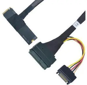JAENFONG PCIe 5.0 M.2 to U.2 Adapter, M.2 to SFF-8639 U.2 NVMe SSD Cable with 15Pin Power, Top Side Exit, 1.6ft (50cm) JAENFONG PCIe 5.0 M.2 to U.2 Adapter, M.2 to SFF-8639 U.2 NVMe SSD Cable with 15Pin Power, Top Side Exit, 1.6ft (50cm)