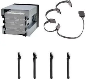 5" 3 x Optical Drive Bay to 4-Bay 3.5 Inch SATA SAS HDD Cage Rack Bracket Hard Drive Tray Caddy Adapter with SATA 3.0 Date Cable (W 4P to SATA Cable) 5" 3 x Optical Drive Bay to 4-Bay 3.5 Inch SATA SAS HDD Cage Rack Bracket Hard Drive Tray Caddy Adapter with SATA 3.0 Date Cable (W 4P to SATA Cable)
