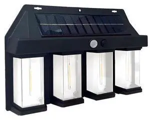4-Head Solar Wall Lanterns Outdoor, Dusk to Motion Sensor Lights, Decorative Sconce, 3 Modes Waterproof for Garden, Patio, Fence, 9.3 X 6 X 1.8 in 4-Head Solar Wall Lanterns Outdoor, Dusk to Motion Sensor Lights, Decorative Sconce, 3 Modes Waterproof for Garden, Patio, Fence, 9.3 X 6 X 1.8 in