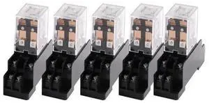5 Sets LY2NJ DC/12V 24V 110V 220V Coil Power Relay 8 Pins DPDT 10A LY2N-J HH62P JQX-13F with PTF08A Socket Base (Size : DC110V) 5 Sets LY2NJ DC/12V 24V 110V 220V Coil Power Relay 8 Pins DPDT 10A LY2N-J HH62P JQX-13F with PTF08A Socket Base (Size : DC110V)