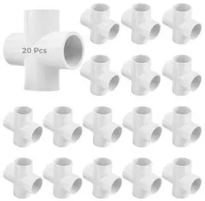 20 Pcs 1/2 Inch PVC 4-Way Cross Tee Fittings, Heavy Duty Connectors for DIY Furniture, Garden Projects, Greenhouses 20 Pcs 1/2 Inch PVC 4-Way Cross Tee Fittings, Heavy Duty Connectors for DIY Furniture, Garden Projects, Greenhouses