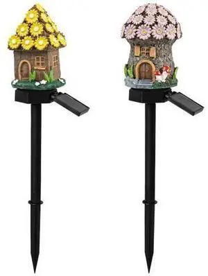 Solar Mushroom Garden Lights, Cartoon House Led Stake Lights for Outdoors, Warm Yellow Glow with Efficient Solar Panel Solar Mushroom Garden Lights, Cartoon House Led Stake Lights for Outdoors, Warm Yellow Glow with Efficient Solar Panel